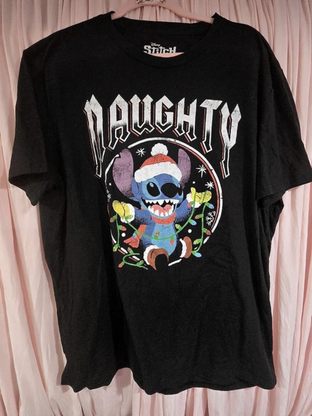 Disney Lilo & Stitch Naughty Christmas Graphic T-Shirt Graphic Short Sleeve Tee